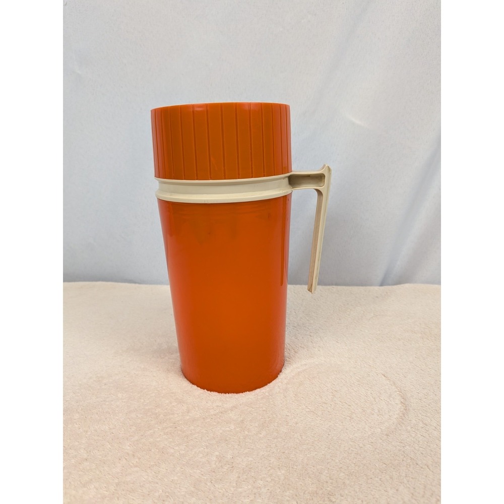 Vintage‎ Thermos Orange Model 7202 Hot/Cold Vacuum Jar Glass Lined 16 oz